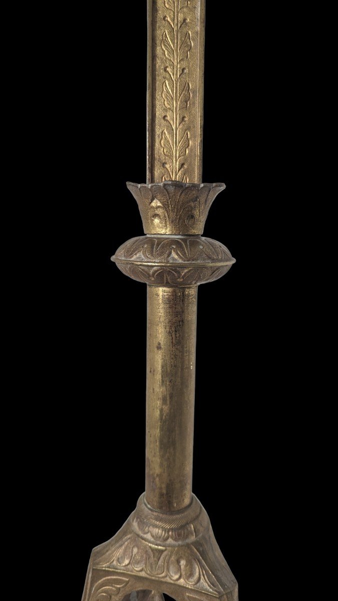 Croix d'Autel En Bronze - XIXe Siècle - 68cm-photo-3