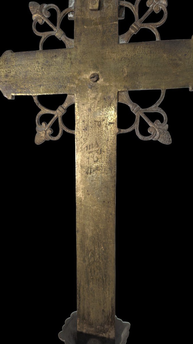 Croix d'Autel En Bronze - XIXe Siècle - 68cm-photo-1