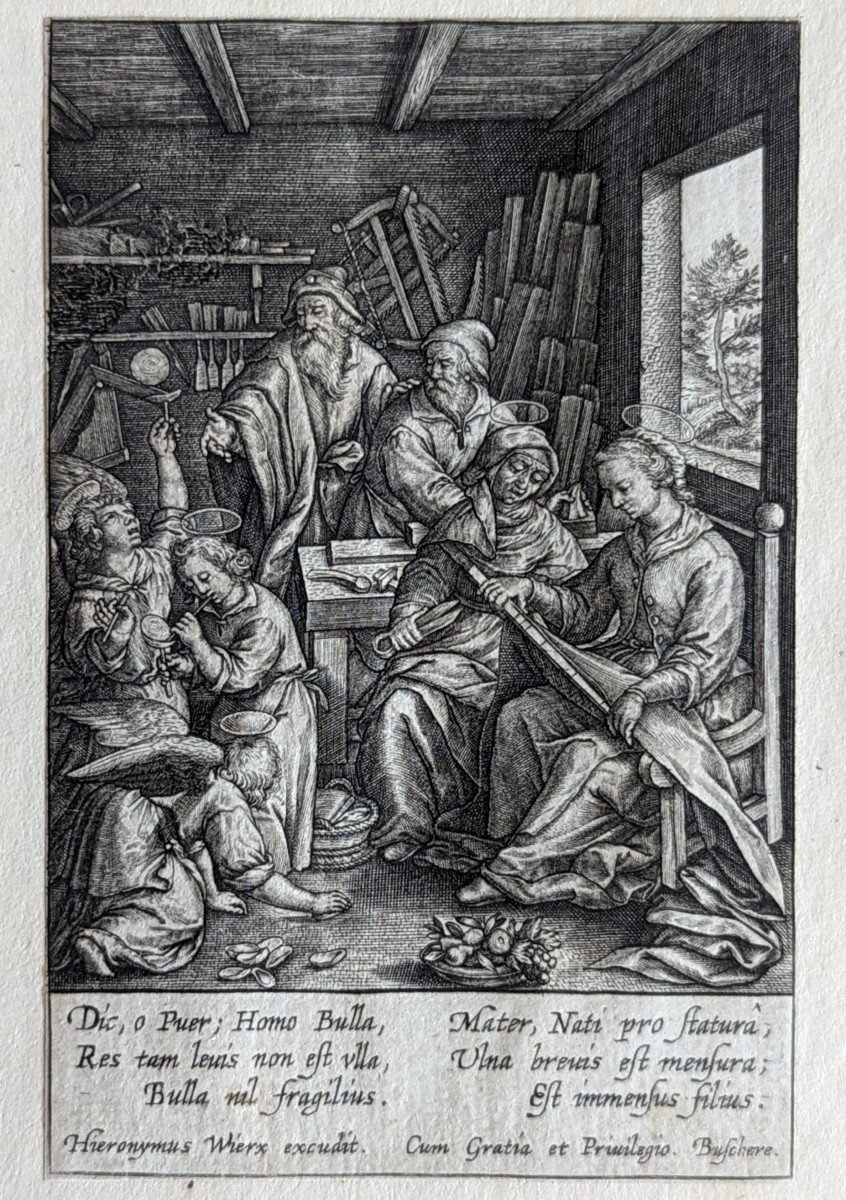 Gravure De Hieronymus Wierix "le Christ Soufflant Des Bulles De Savon" Avant 1619 XVIIe Siècle-photo-2