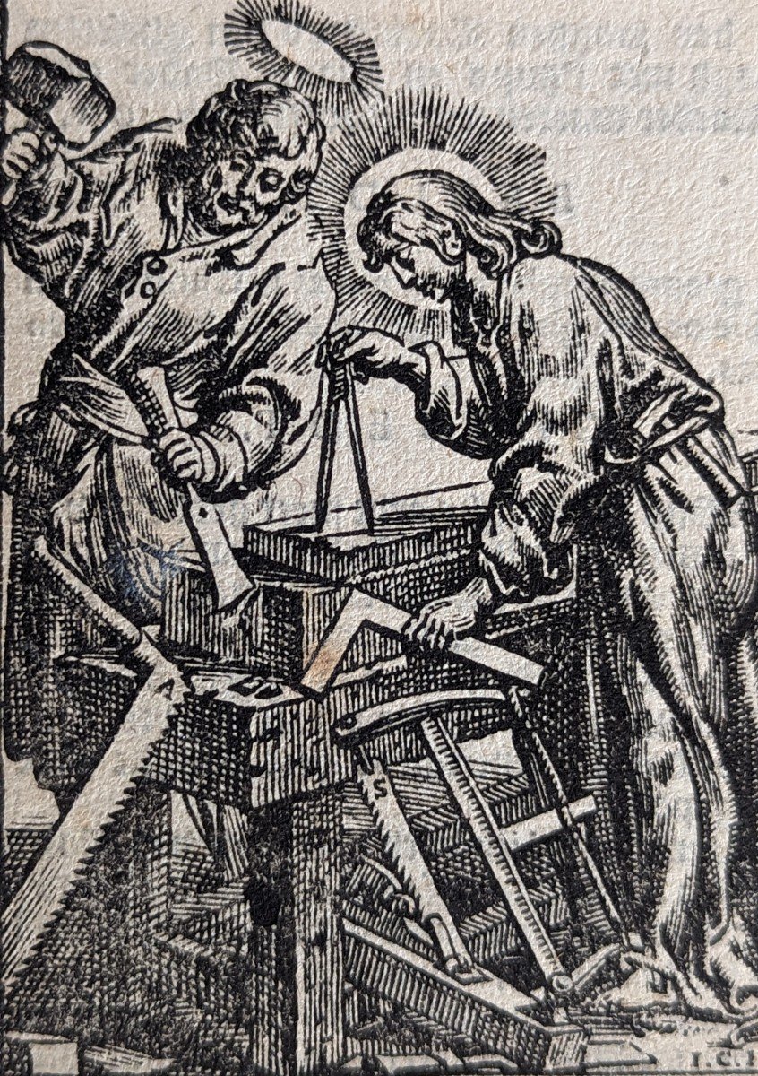 Gravure Le Christ Aide Joseph - Dessin Antoine Sallaert, Gravée Par Christoffel Jegher -1649-photo-4