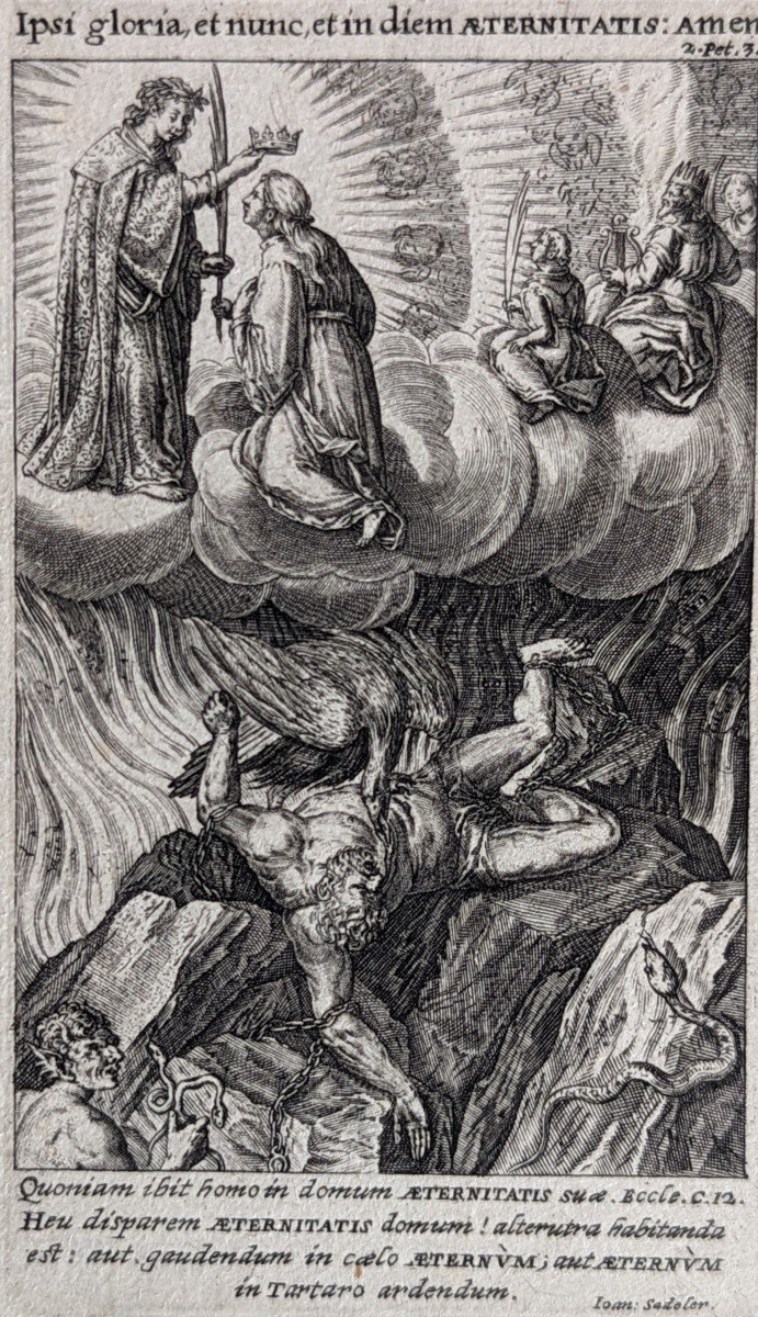 Engraving "the Last Judgment" - Joan Sadeler - 1630