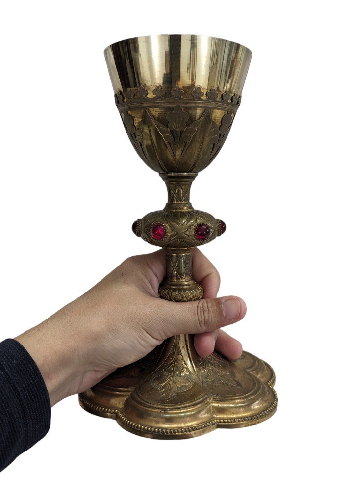 Chalice In Silver And Gilded Metal With Its Paten In Silver - Widow Demarquet Between 1863 And 1868-photo-3