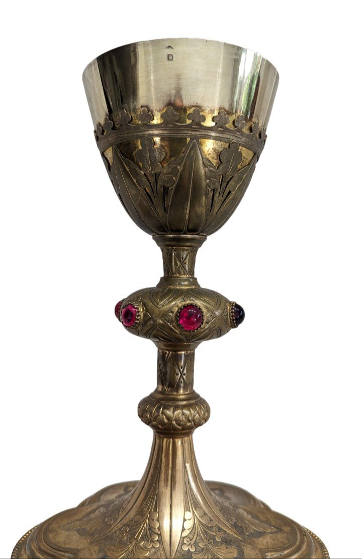 Chalice In Silver And Gilded Metal With Its Paten In Silver - Widow Demarquet Between 1863 And 1868-photo-3