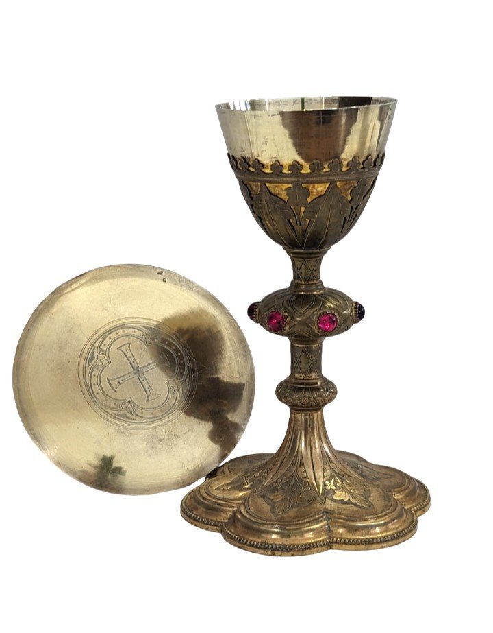 Chalice In Silver And Gilded Metal With Its Paten In Silver - Widow Demarquet Between 1863 And 1868