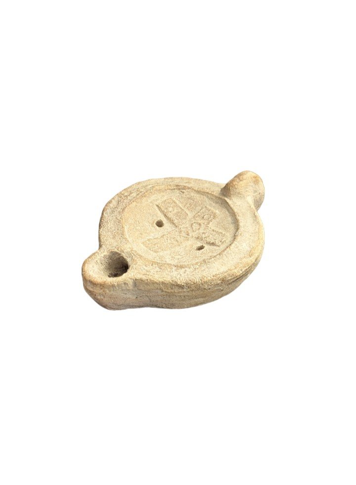 Roman Oil Lamp - Terracotta - Christian - Late Antiquity - North Africa-photo-4