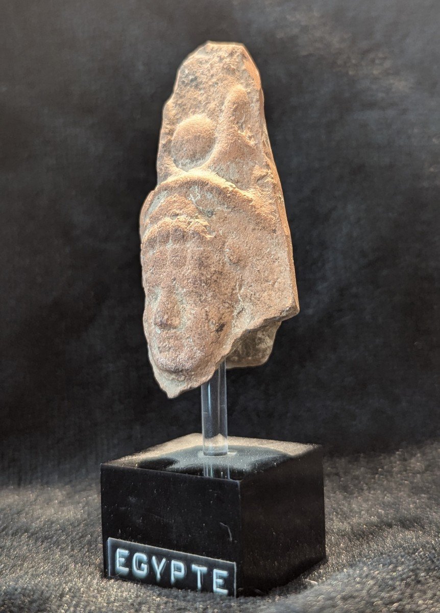 Terracotta Votive Head - Isis - Egypt - Roman Period-photo-2