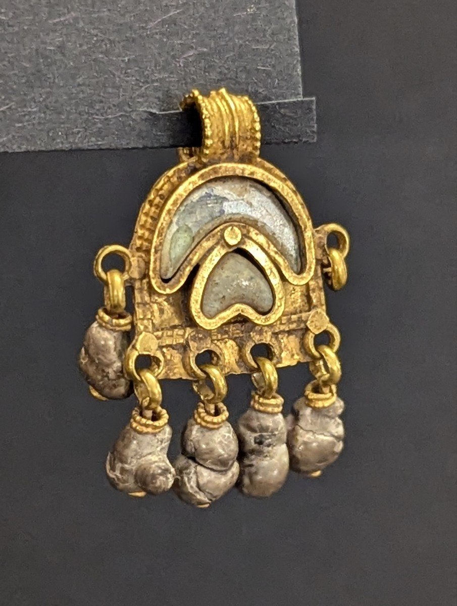 Phoenician Gold Pendant - 5 Bezoars In Pendeloques - Antique - Bezoar-photo-2