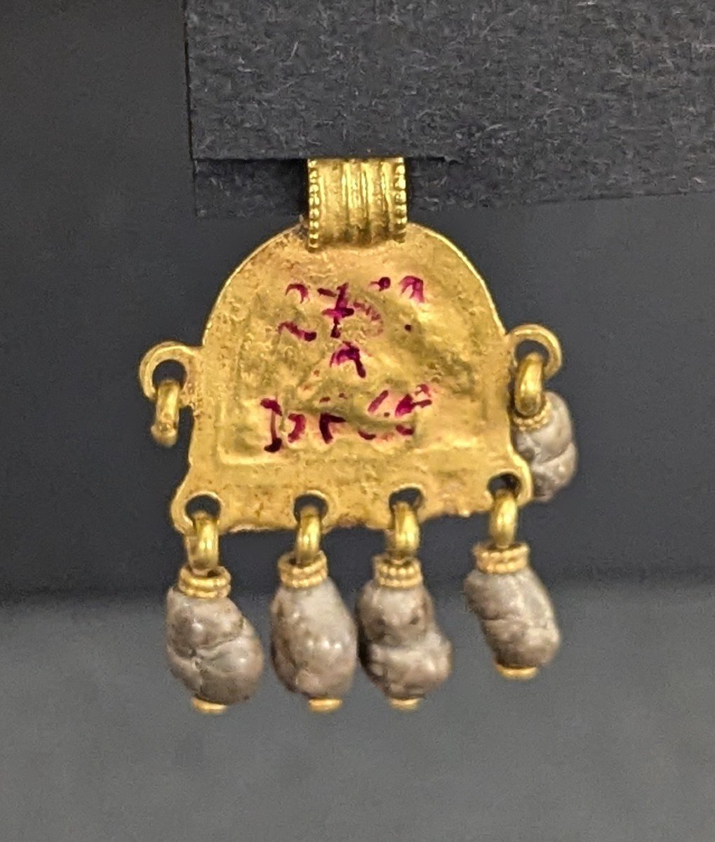 Phoenician Gold Pendant - 5 Bezoars In Pendeloques - Antique - Bezoar-photo-4