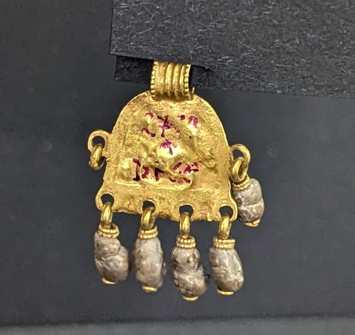 Phoenician Gold Pendant - 5 Bezoars In Pendeloques - Antique - Bezoar-photo-2