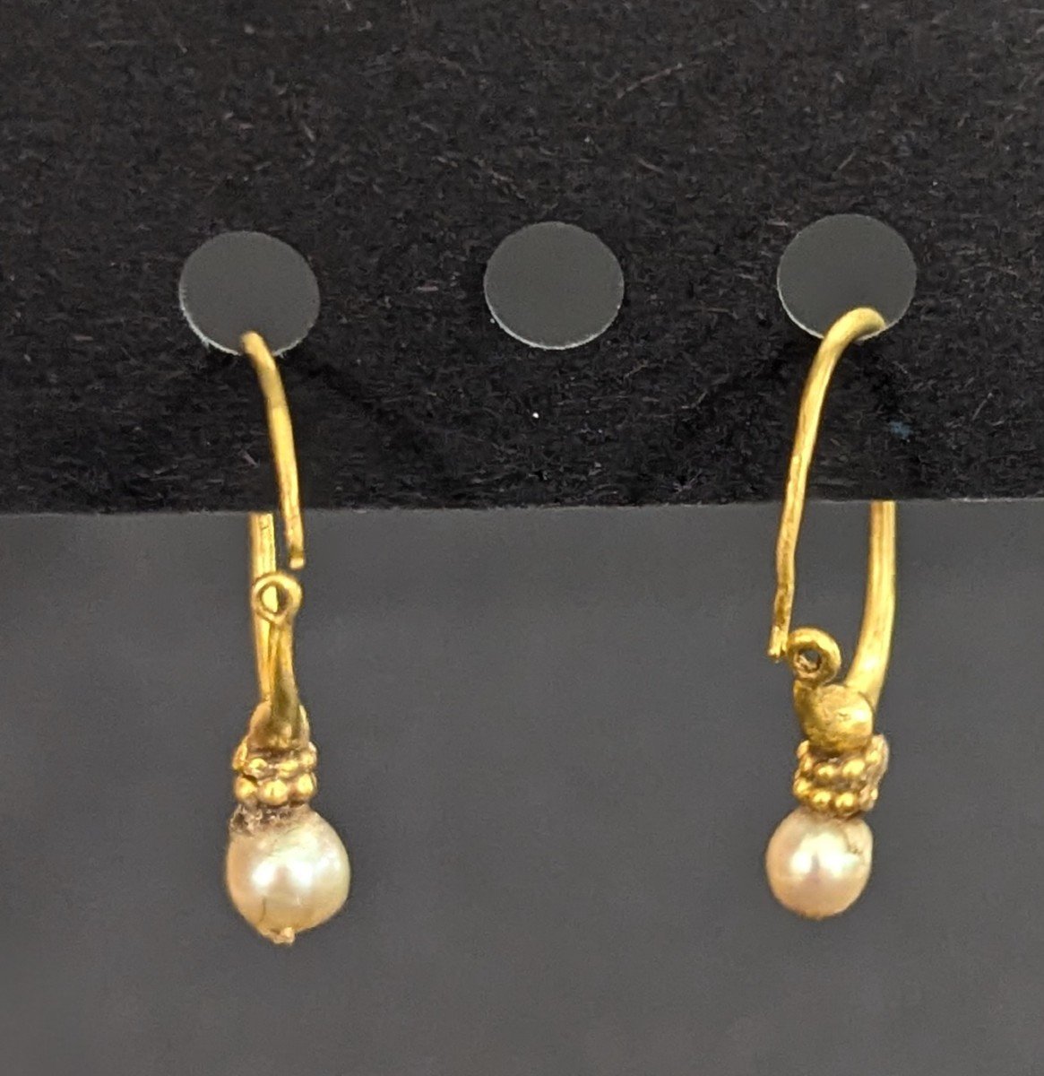 Pair Of Roman Gold Earrings With Pearls - Antique-photo-2