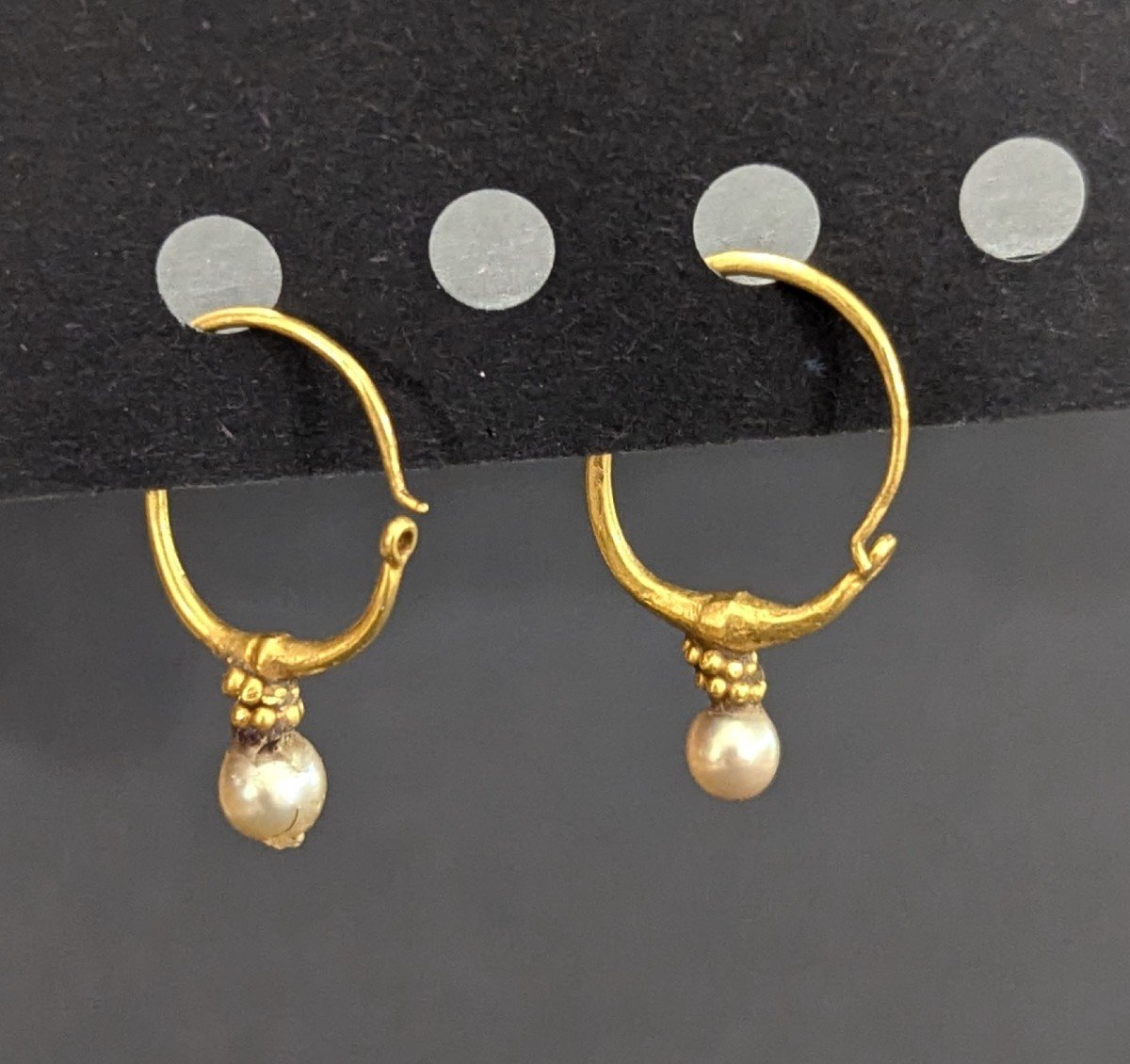 Pair Of Roman Gold Earrings With Pearls - Antique-photo-3