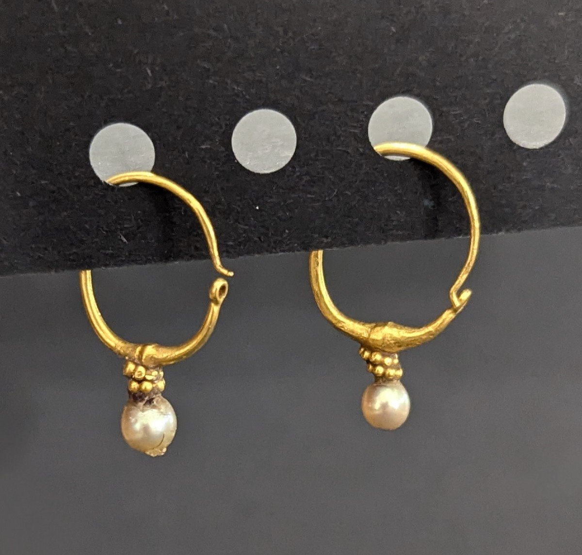 Pair Of Roman Gold Earrings With Pearls - Antique-photo-4