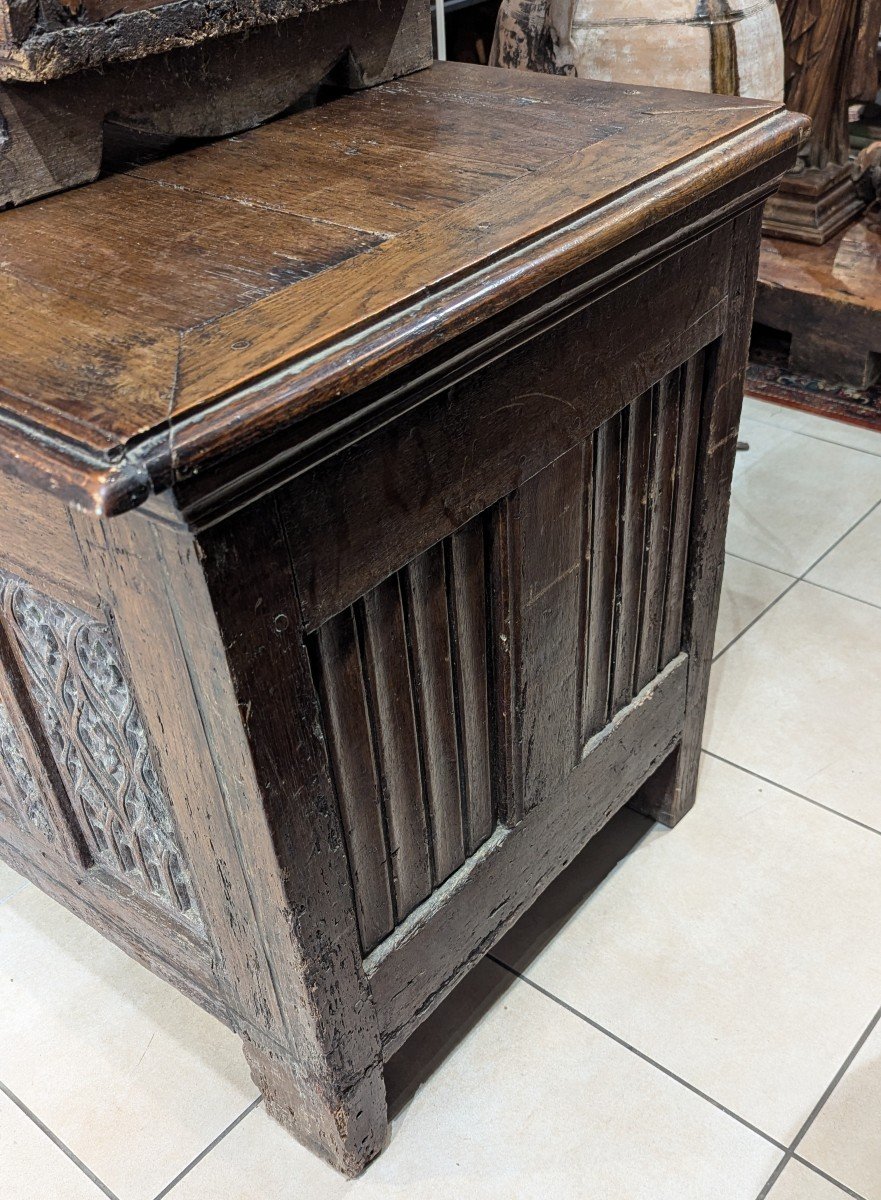 Large Gothic Chest - 15th Century - Decorated On 4 Sides - Middle Ages Furniture-photo-5