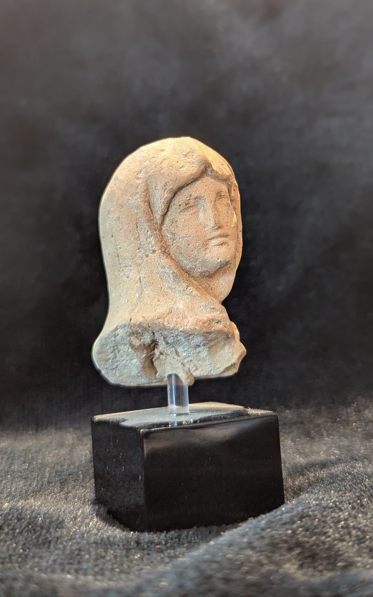 Tête En Terre Cuite Romaine - Ex-voto - Femme Voilée - Archéologie-photo-1