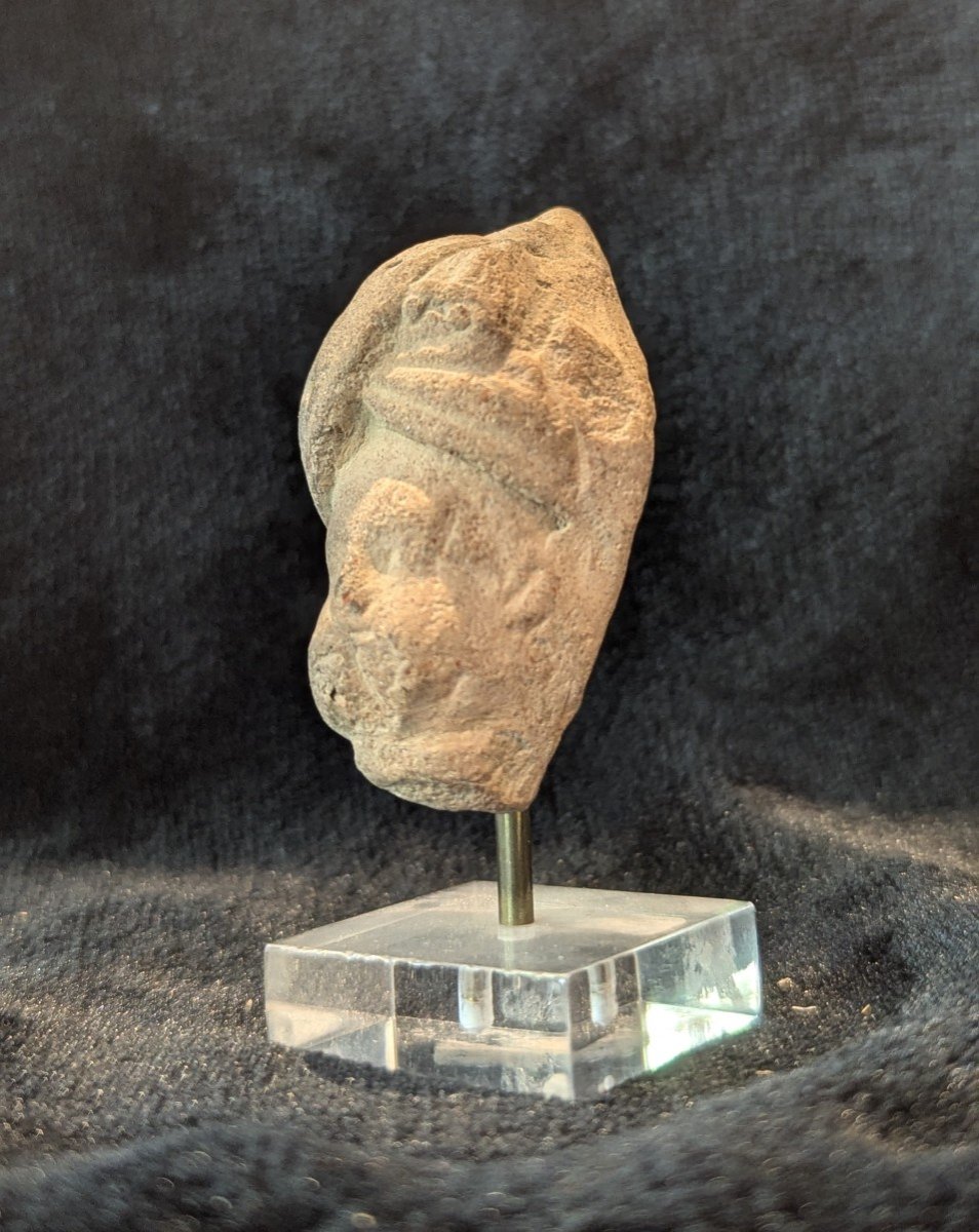 Tête Terre Cuite - Homme Au Turban - Art Du Gandhara - Archéologie -photo-2