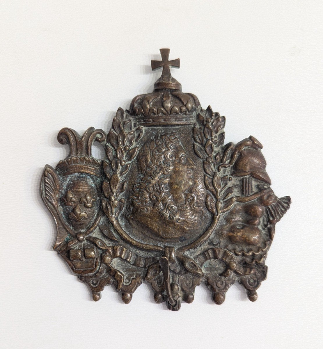 Porte Miniature En Bronze - Profil De Louis XIV - époque XVIIIe