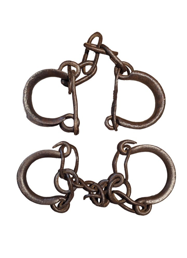 Wrought Iron Convict Shackles - Feet And Hands - Judge's Hammer - Curiosity-photo-4