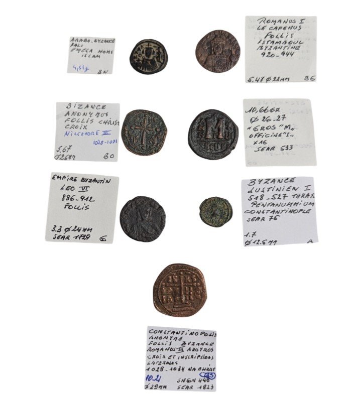 Collection De 7 Monnaies Byzantines - Bronze - Moyen âge - Ex Col. Sable - Numismatique-photo-4