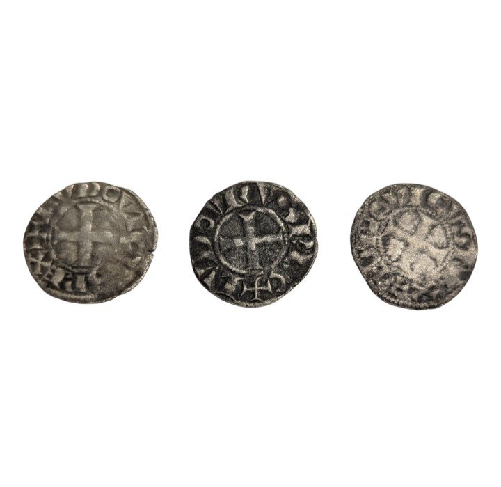 Three Deniers Tournaments Of Saint-louis - Medieval Coins - Numismatics -photo-3