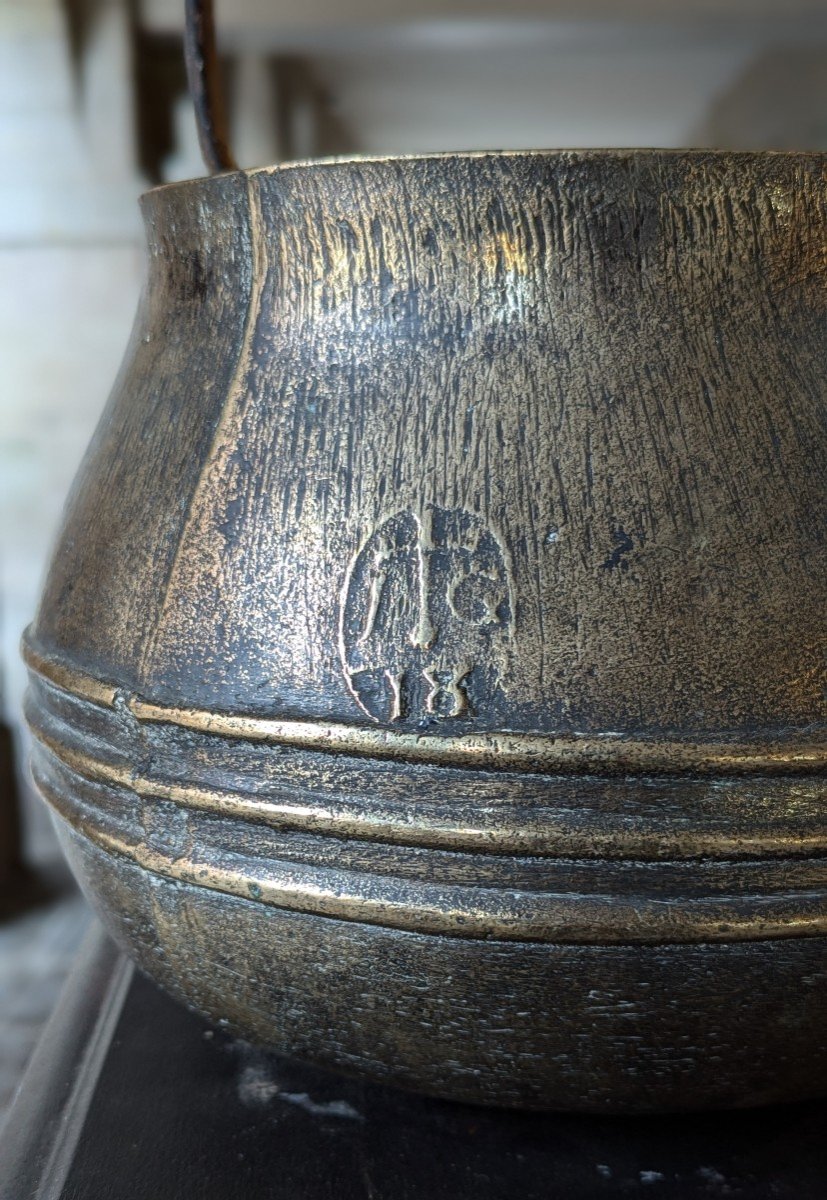 Bronze Oule – Dated 1618 – Cauldron – 17th Century – Early Period-photo-3