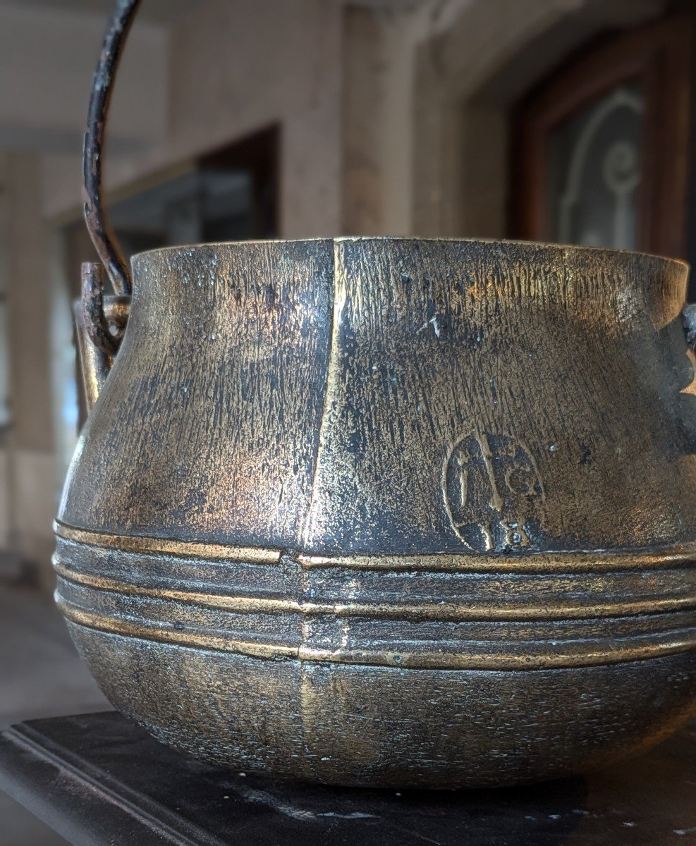 Bronze Oule – Dated 1618 – Cauldron – 17th Century – Early Period-photo-4