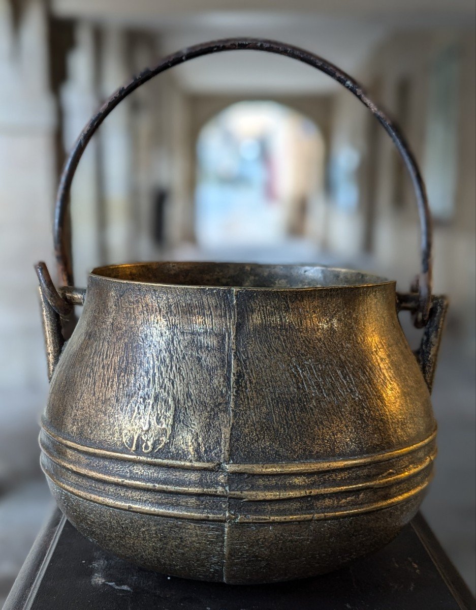 Bronze Oule – Dated 1618 – Cauldron – 17th Century – Early Period-photo-1