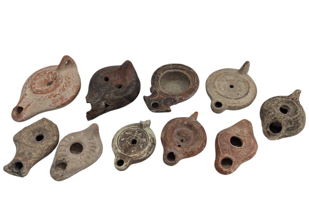 Lot Of 10 Roman Oil Lamps - Collection - Archaeology - Christmas Gift 