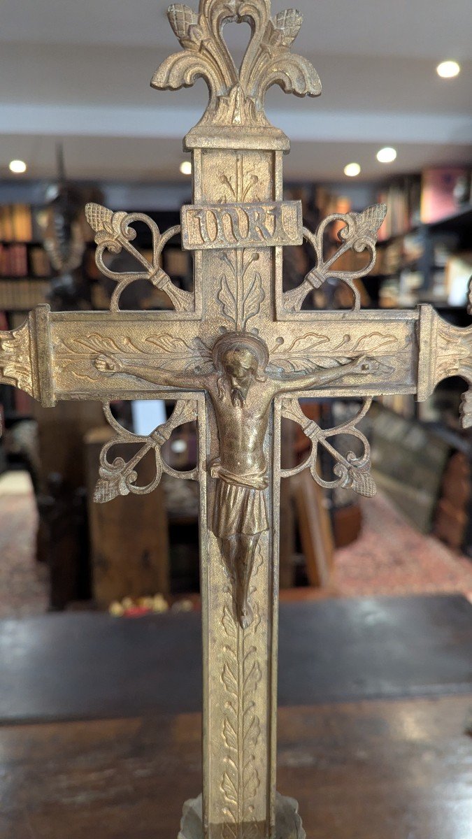 Bronze Altar Cross - 19th Century - 68cm-photo-3