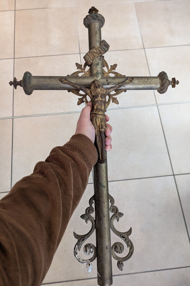 Croix De Procession - Bronze - XIXe Siècle - 61cm-photo-3