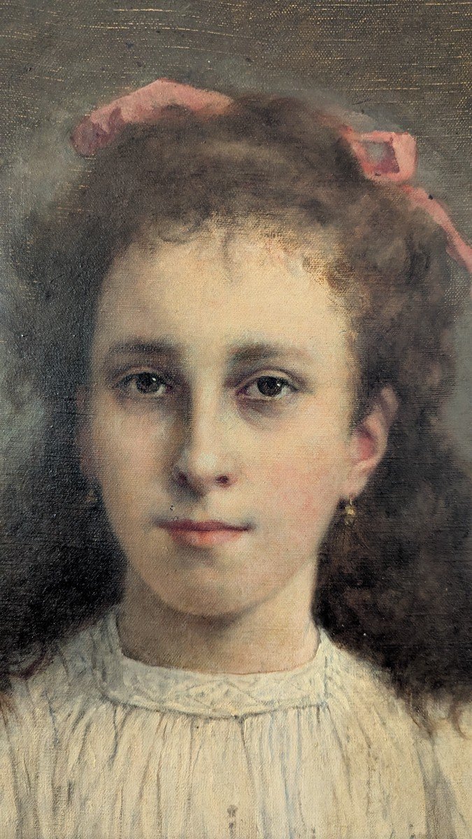 Portrait De Jeune Femme - Jules Salles (1814-1900) - Huile Sur Toile-photo-1