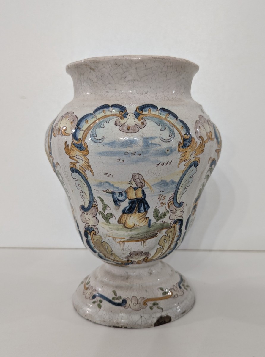 Earthenware Vase From The Giustiniano Factory - 18th Century - Pharmacy Jar 