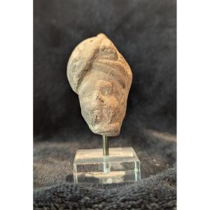 Tête Terre Cuite - Homme Au Turban - Art Du Gandhara - Archéologie 