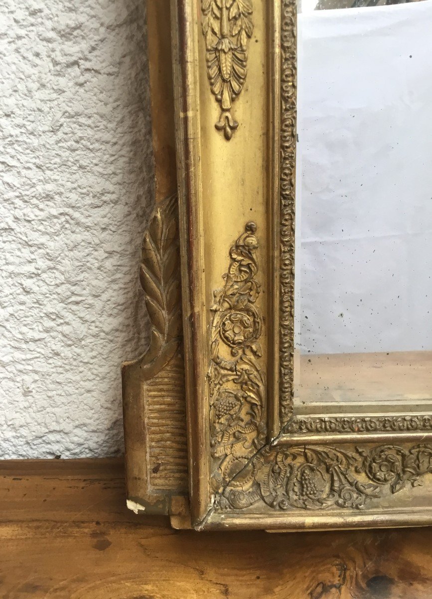 Miroir en bois sculpté et doré-photo-4