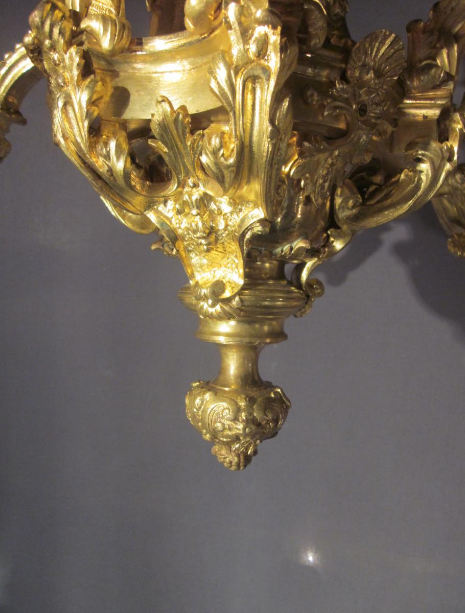 Lustre en bronze doré de style Louis XIV, XIXème siècle-photo-1