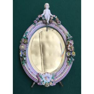 Porcelain Mirror, Meissen, 19th Century