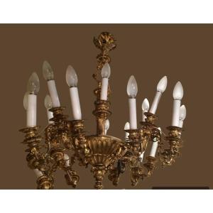 Important Gilded Bronze Chandelier, Napoleon III Period