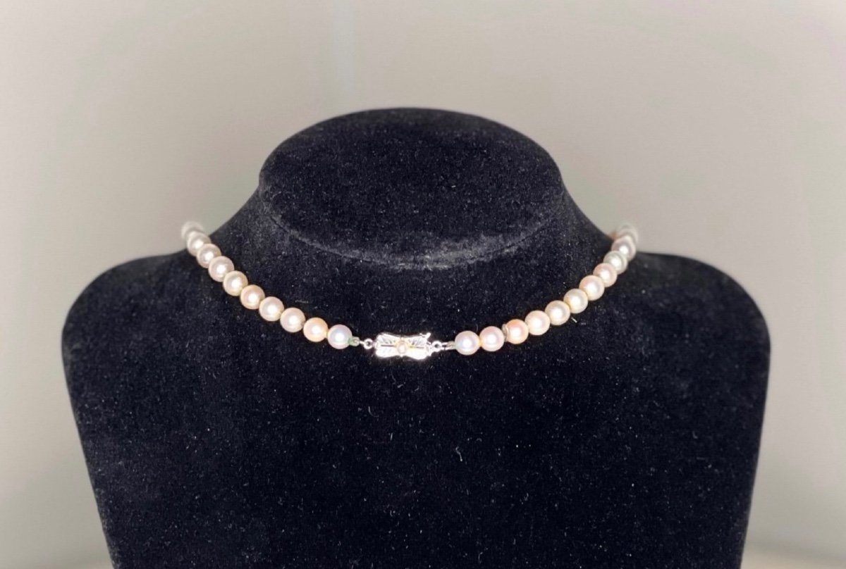 Necklace 73 Cultured Pearls Silver Clasp And Art Deco Pearl 57 Cm-photo-2