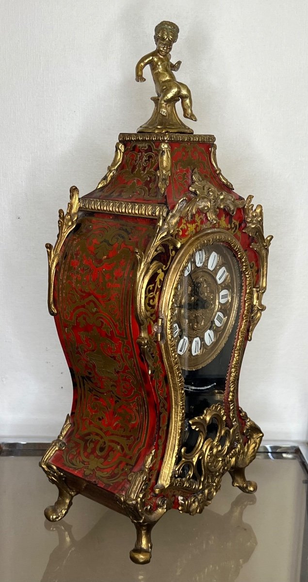 Large Boulle Cartel Louis XV Style 42 Cm Pendulum Clock Uhre-photo-2