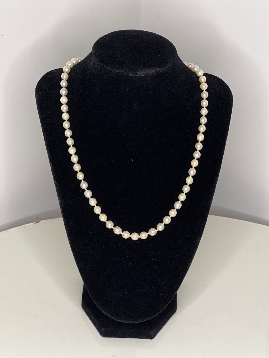 Collier Chocker 62 Perles De Culture Blanche Akoya Fermoir Or 18k 49 Cm