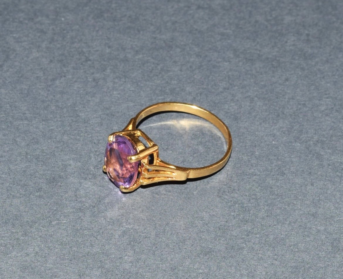 18k Yellow Gold And Amethyst Ring-photo-2