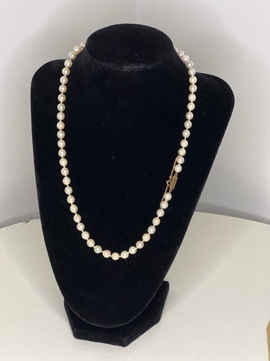 Collier Chocker 62 Perles De Culture Blanche Akoya Fermoir Or 18k 49 Cm-photo-2