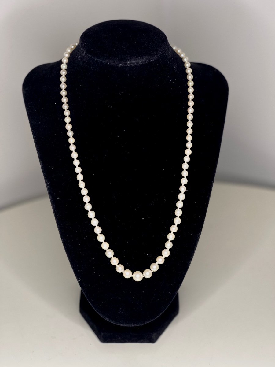 Necklace 83 Cultured Pearls Falling 18k Gold Clasp 54 Cm