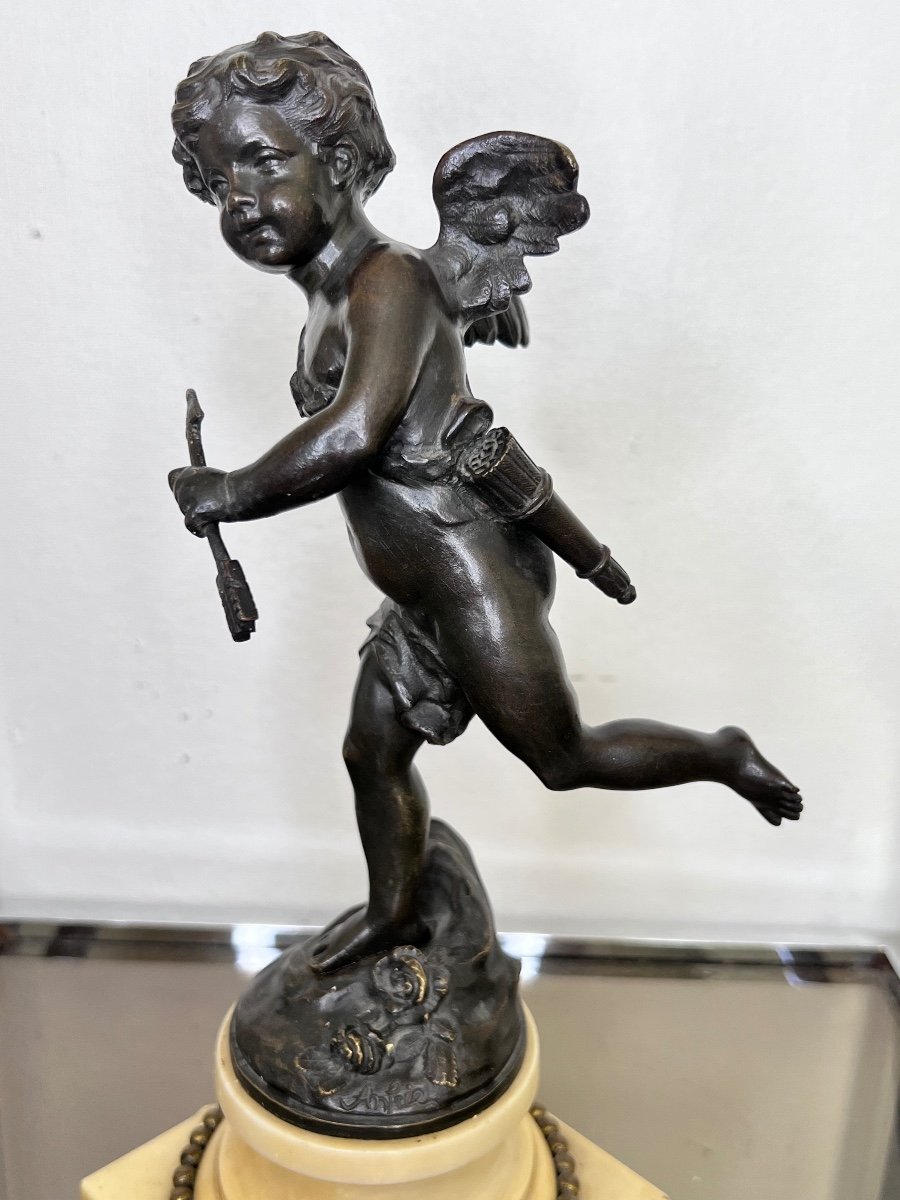 Sujet Sculpture Angelot Amour En Bronze-photo-3