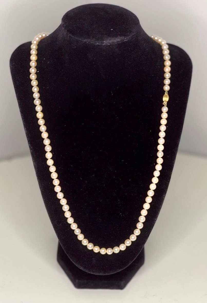 Choker Necklace 96 Akoya Cultured Pearls 18k Gold Clasp 60 Cm-photo-3