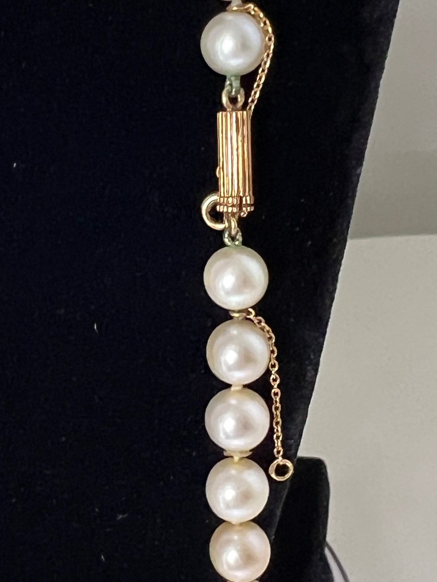 Choker Necklace 87 Akoya Cultured Pearls 70 Cm 18k Gold Clasp-photo-4