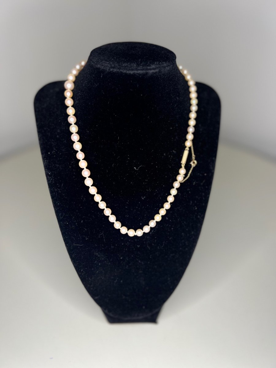 Collier 61 Perles De Culture Blanche Fermoir Or 18k 44 Cm-photo-2