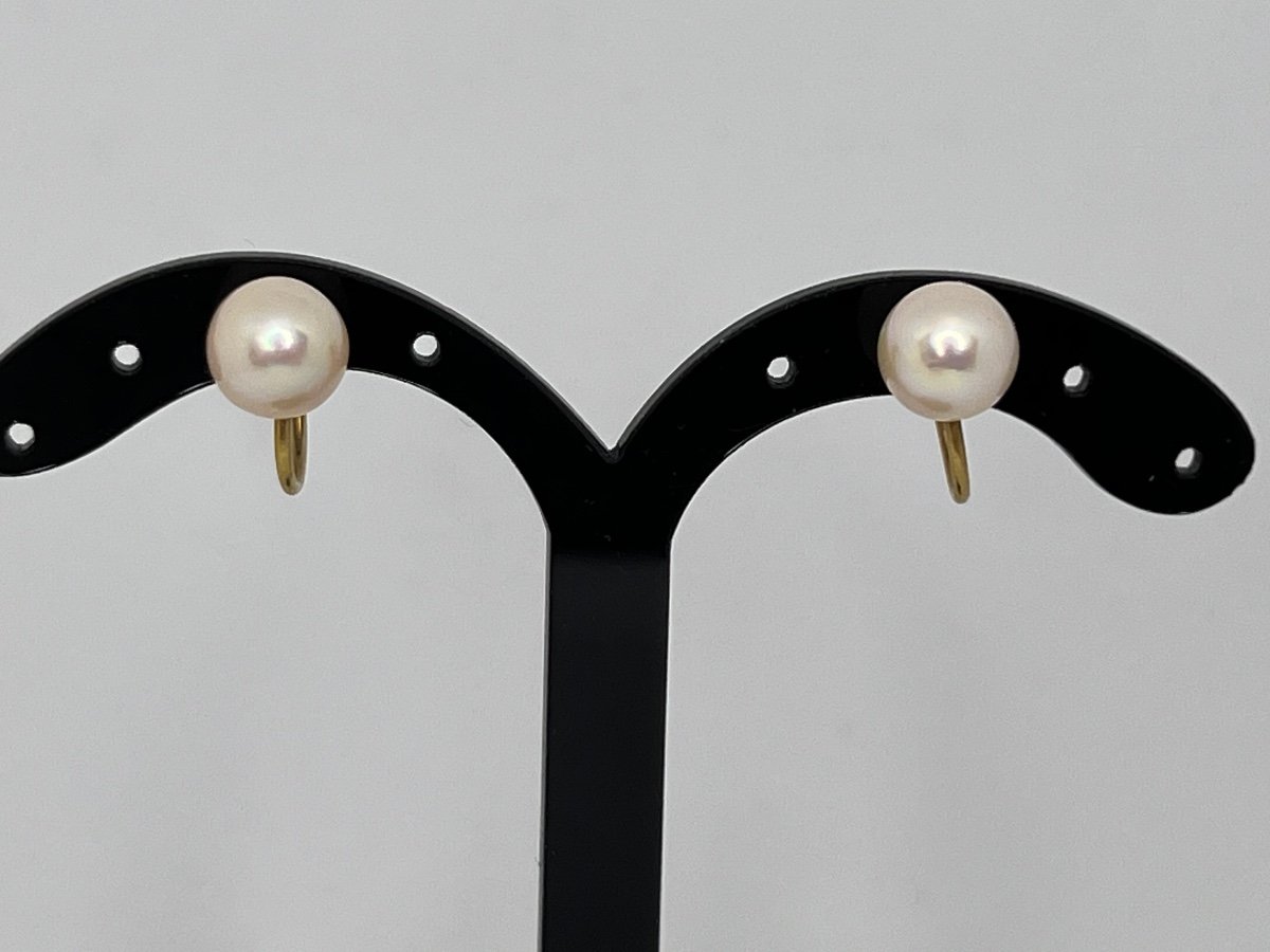 Pair Of Cultured Pearl And 18k Gold Earrings