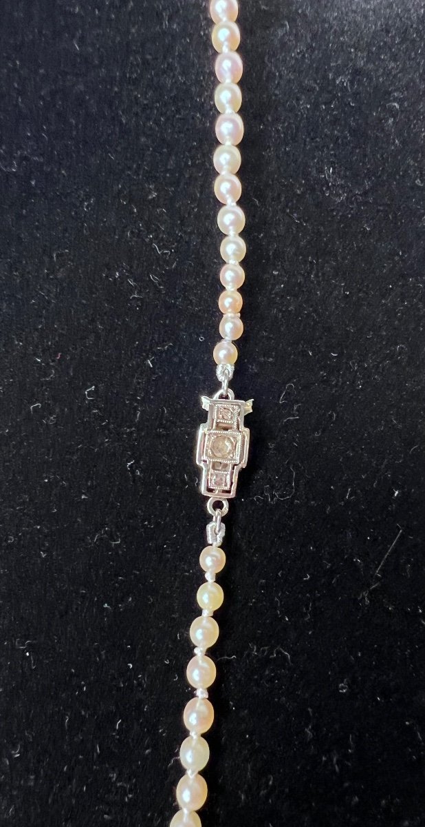 Necklace 91 Akoya Cultured Pearls In Drop Gold Clasp And Diamond 51 Cm-photo-2