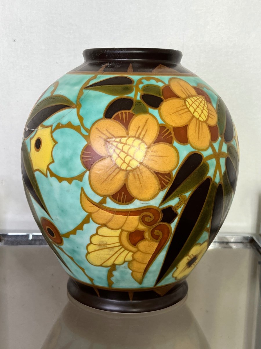 Superbe Vase Boch Keramis Catteau Art Deco Faience-photo-2