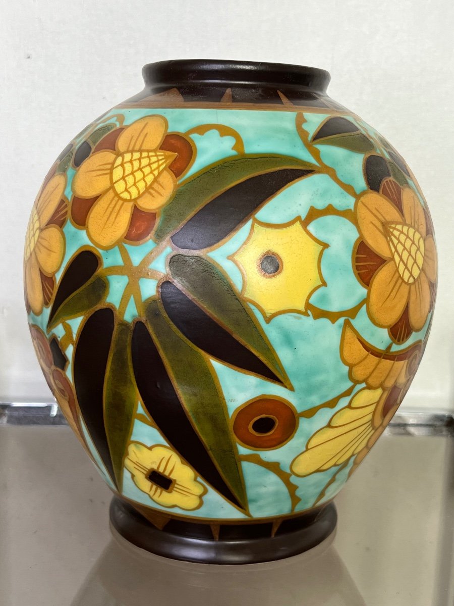 Superbe Vase Boch Keramis Catteau Art Deco Faience-photo-3